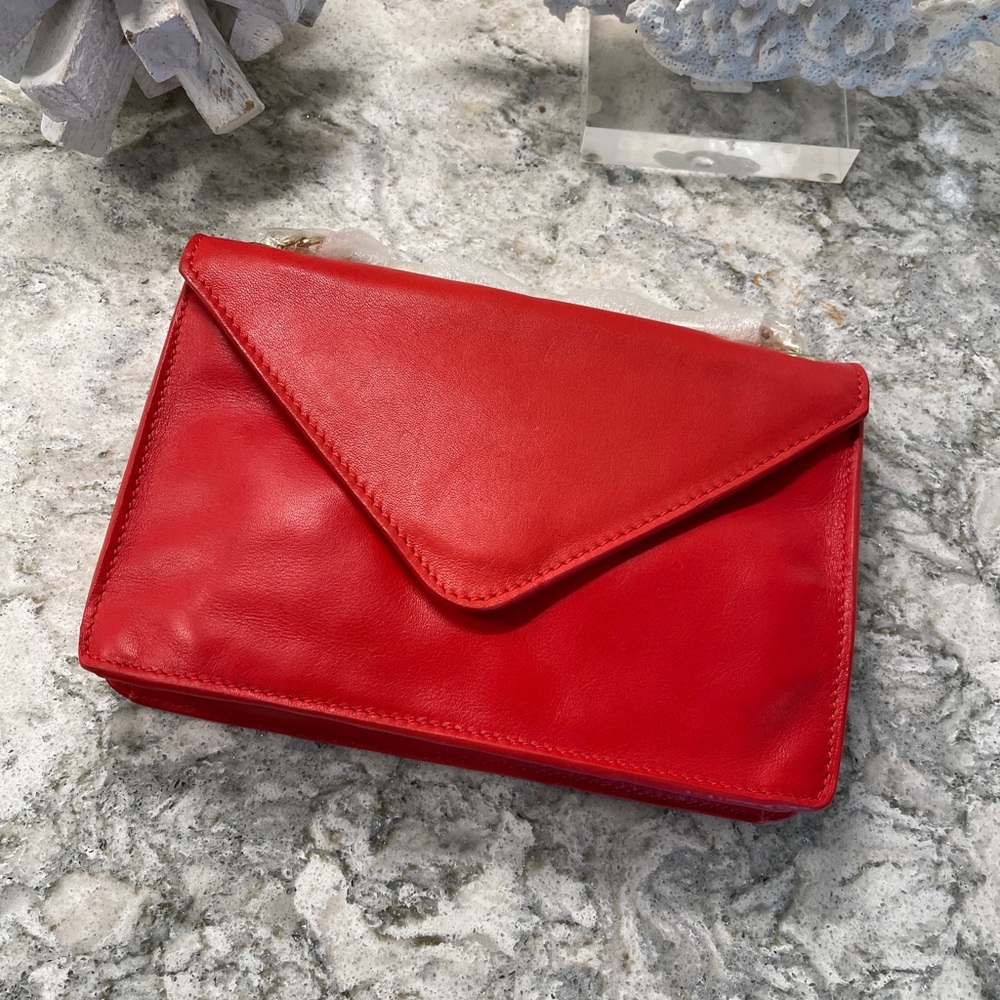 Brand new Barneys, New York, red leather envelope, Crossbody handbag